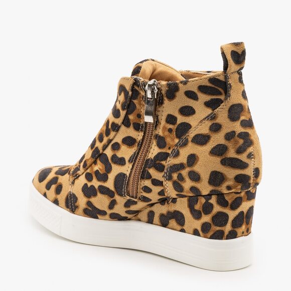 Leopard Print Fall Sneaker Wedges - Picture 3 of 3